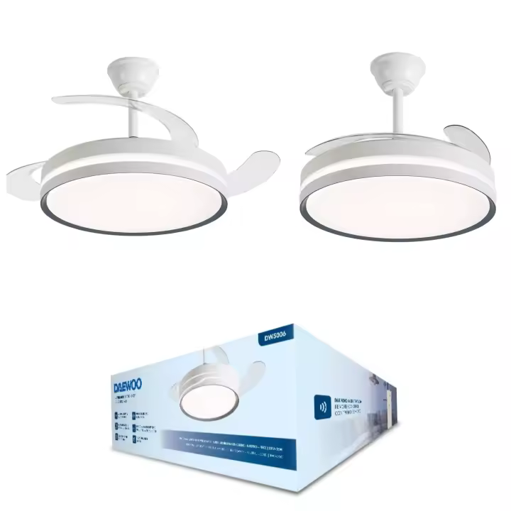 DAEWOO PREMIUM VENTILADOR DE TECHO CON LUZ 42/106D -ASPAS RETRACTILES-MOTOR 30W LED 35W-3 TEMP REGULABLES DIMMABLE 6VELOCIDADES ULTRASILENCIOSO,FUNCION VERANO/INVIERNO -CONTROL APP,TEMPORIZADOR CALIDAD 100% GARANTIZADA - 1