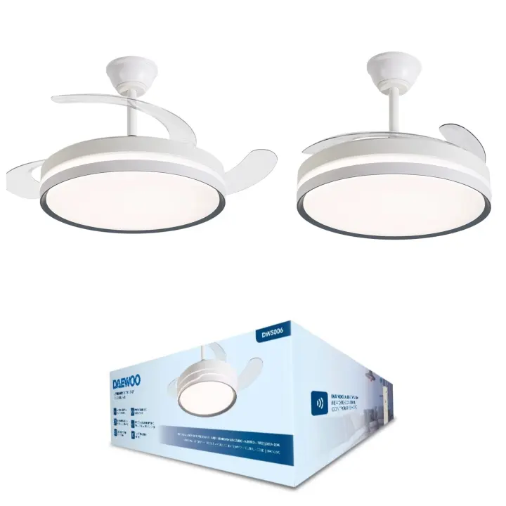 DAEWOO PREMIUM VENTILADOR DE TECHO CON LUZ 42/106D -ASPAS RETRACTILES-MOTOR 30W LED 35W-3 TEMP REGULABLES DIMMABLE 6VELOCIDADES ULTRASILENCIOSO,FUNCION VERANO/INVIERNO -CONTROL APP,TEMPORIZADOR CALIDAD 100% GARANTIZADA - 1