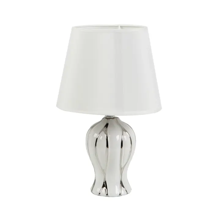 LAMPARA CERAMIC BLANCA/PLATA C/PANTALLA HM8521140 FIJALO - 1