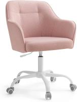 Study Chair, Swivel Chair, Adjustable Height, Load 110 kg, Steel Frame, Breathable Cotton-Linen Fabric, for Study, Bedroom, Pink - details 3