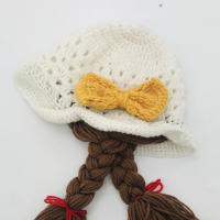 Gorro De Pescador Para Bebés Niñas Con Trenza Y Peluca Chaqueta De Punto Tejida Caliente Para Invierno Estilo Floral - details 5