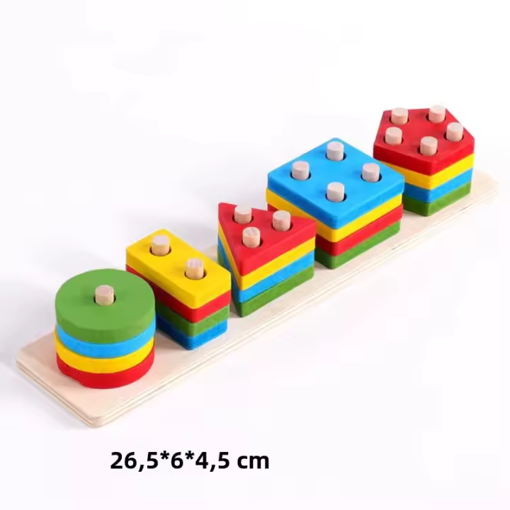 Juguetes Educativos De Madera Montessori Para Bebés Y Niños Menores De 6 Años Organizador De Formas Y Colores Bloques De Puzle Grandes De Geometría Para Niños - 1