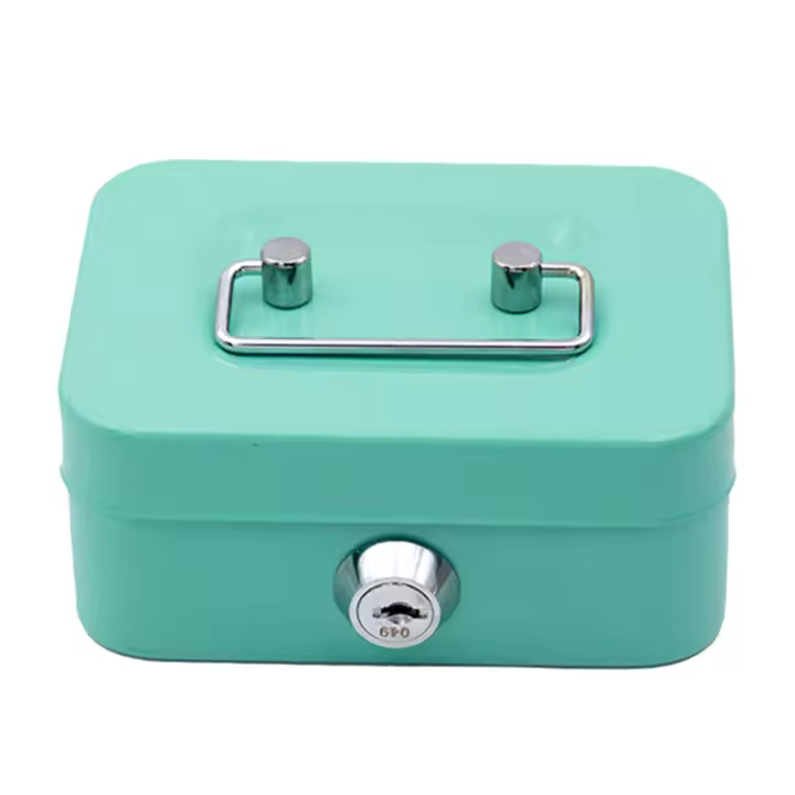 Caja De Ahorro Con Llave De Metal Para Monedas Organizador De Dinero Pequeño Para Adultos Y Niños Tamaño 4.53x3.78x2.28 Pulgadas - 1