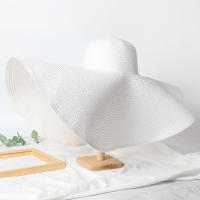Sombrero De Playa Para Mujer Grande Y Plegable Con Protección UV Sombrilla De Verano De Paja Estilo Casual Para Bodas - details 23