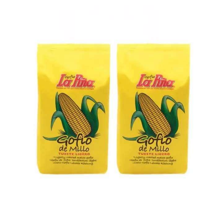 Gofio La Piña - Gofio Millo Tueste Ligero 1kg  (Pack 2) | Producto Natural | Fuente de Proteínas Vegetales | Rico en Minerales | Aporte de Energía | Efecto Saciante - 1