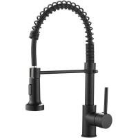 BIT Grifos de cocina Grifo monomando para fregadero de cocina con resorte de latón macizo, negro mate 9009R - details 0