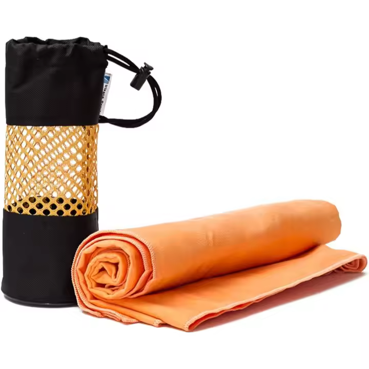 Irisana - Toalla Microfibra Gimnasio - Naranja - 120 x 75 cm - Grande y Compacta - Con Bolsa de Transporte - Secado Rápido - Ideal para Piel Sensible - 1