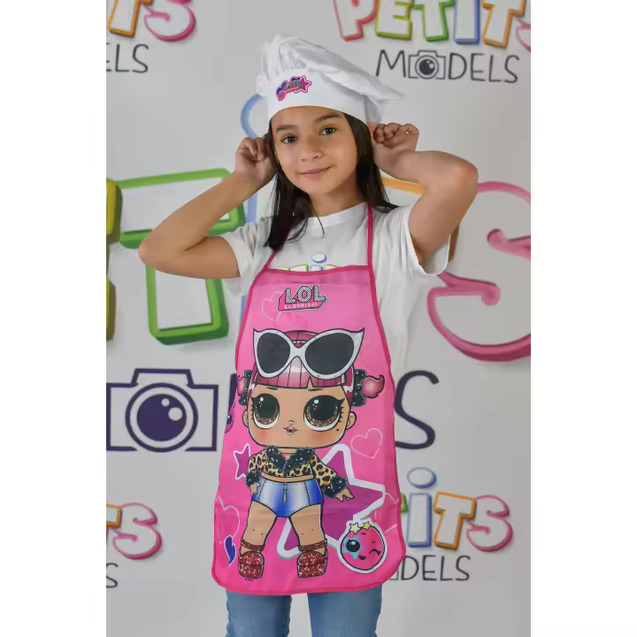 LOL SURPRISE!  Delantal de Cocina y Gorro de Chef para niños. Talla única. 100% poliéster - 1