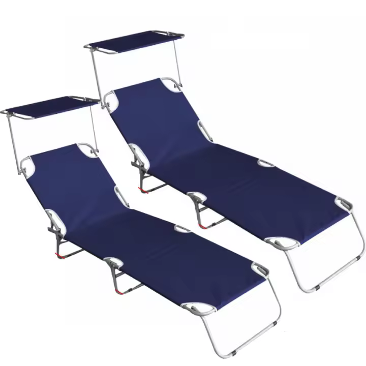 juego 2Tumbona plegable portátil de aluminio para playa y piscina California Tumbonas de Aluminio, Mueble de Jardín, Parasol, Respaldo Ajustable, Exterior Patio Terraza Playa 188*56cm - 1