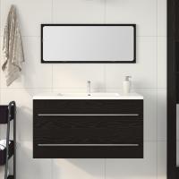 vidaXL Mueble de lavabo con espejo de roble negro 90x45x1,5 cm de madera elaborada - details 2