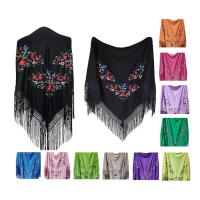 Manton Bordado en Flores Para Adulto. Mantones Flamenco Sevillana.Mantón para fiesta ,Ancho de 170cm - details 6