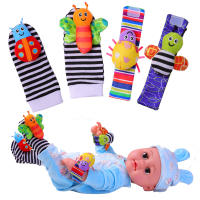Juego De 4 Juguetes Para Bebé Rattles De Pies Y Muñecas Con Estampado De Animales Cepillo De Dientes De Bebé Para Niños Y Niñas De 0 a 12 Meses - details 2