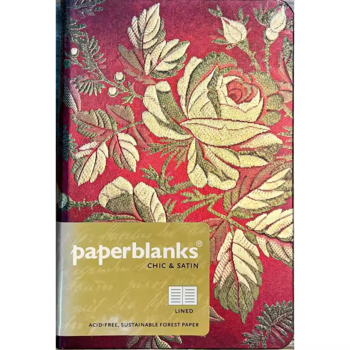 LIBRETA PAPERBLANKS LISA DUSK ROSE MINI - COLECCION CHIC & SATIN CON GOMA Y BOLSILLO INTERIOR TAPA DURA - 1