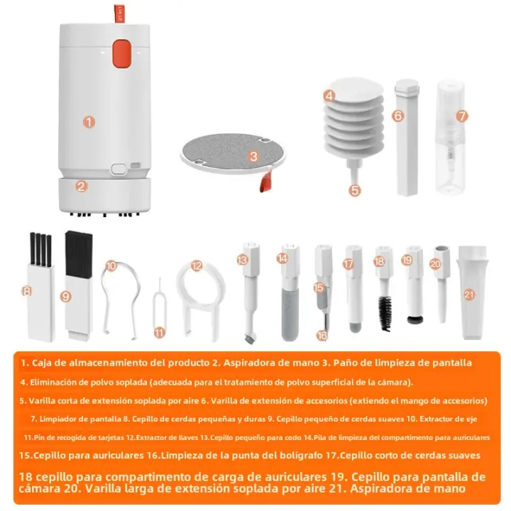 Kit De Limpieza Para Teléfono Y Computadora 20 En 1 Limpia Pantalla De iPhone AirPods MacBook iPad Con Cepillo Y Spray - 1