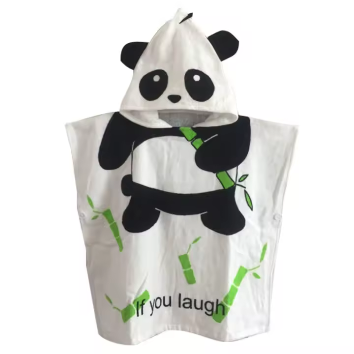 Toalla para niño de algodón con capucha para baño/playa Poncho Panda - 1