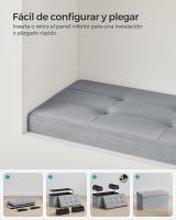 Banco de almacenaje plegable de terciopelo, taburete reposapiés con 2 cajas, 38x76x38 cm, soporta hasta 300 kg, ideal para entrada, sala de estar y dormitorio, disponible en gris paloma, gris pizarra y rosa caramelo - details 3