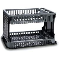 STARLEY- Escurreplatos y Vasos - 2 Niveles - Escurridor Platos Rattan Plastico Fregadero, 43x25x27 cm,Escurridor Platos Bandejas Plástico Multifuncional Platos Vasos Muebles Cocina Ahorro De Espacio Ventaja De Drenaje - details 1