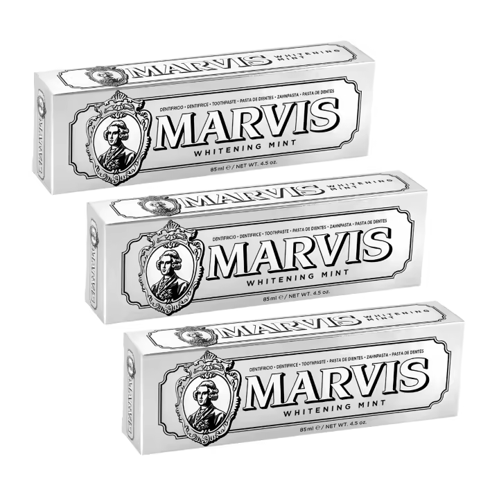 Marvis - Pasta de dientes Whitening Mint 85 ml para blanqueamiento dental profesional, con sílice equilibrada y flúor, fórmula vegana sin conservantes, sabor a menta fresca duradera - 1