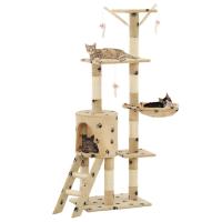 vidaXL Rascador para Gatos Poste Sisal 138 cm Árbol Arañar Juguete Color Azul oscuro,  Beige,  Gris y mas - details 3