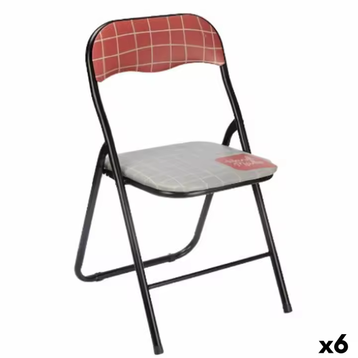 Silla Plegable Hand Made Marrón Negro Gris PVC Metal 43 x 46 x 78 cm (6 Unidades) - 1