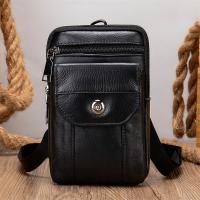 Bolsa De Cintura Para Teléfono WESTAL De Cuero Genuino Pequeña Bolsa De Pecho Deportiva Negra Para Hombres Estilo Casual - details 7