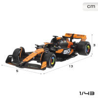 Burago - Coche McLaren SF-24 de Norris y Piastri escala 1:43, set de 2 réplicas oficiales temporada 2024, acabados detallados, diseño de competición y cuerpo metálico - details 3