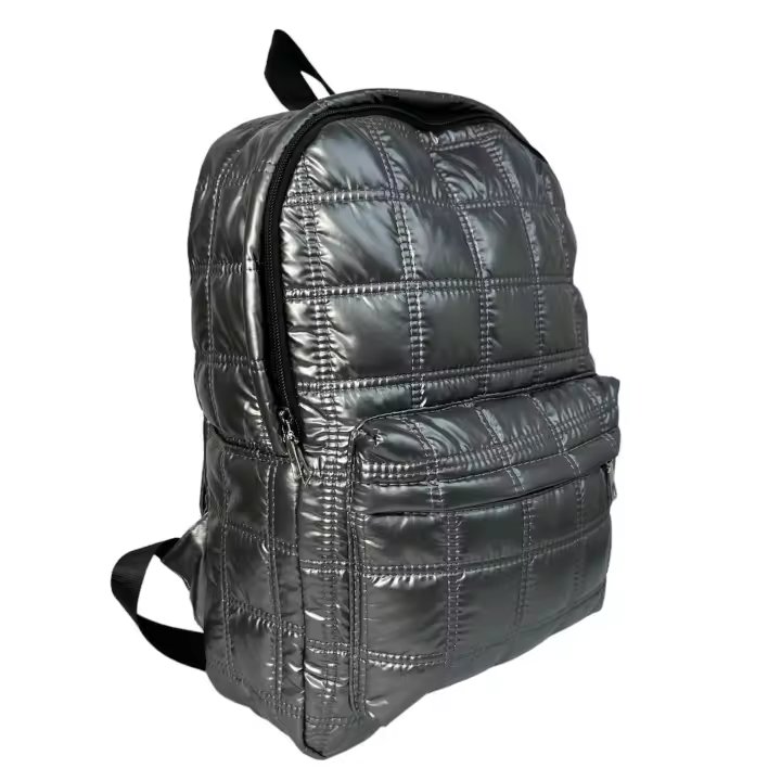 Mochila informal para mujer.MEJORADA.Material de plumón,Impermeable,Color sólido metalizado brillante con gran capaciada - 1