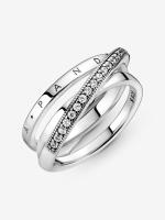 Pandora - Anillo de Triple Band con Pavé Cruzado-Plata de Lei - details 1