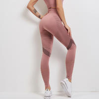 Pantalones De Yoga Sin Costuras Cintura Alta Para Mujer Leggings De Gimnasio Deporte Fitness Control De Abdomen Running Workout Tights Elásticos De Nylon Y Spandex - details 1