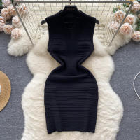 Vestido Bodycon Sin Mangas De Cuello V Blanca Para Mujer REALEFT Elegante Y Casual De Verano Con Ajuste Corporal Mini - details 1