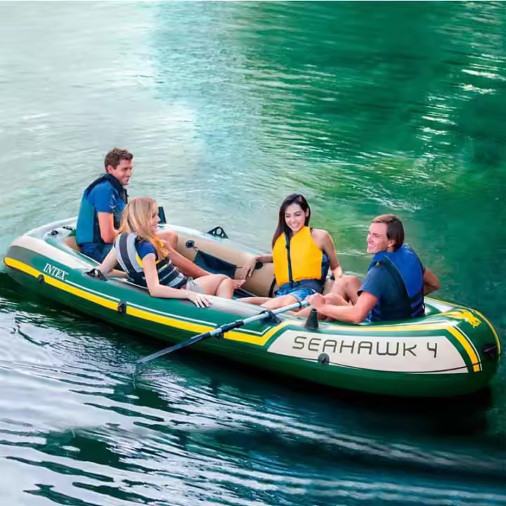 Barca hinchable Seahawk 4 Intex 4 usuarios con remos verde 48x145x351 cm - 1