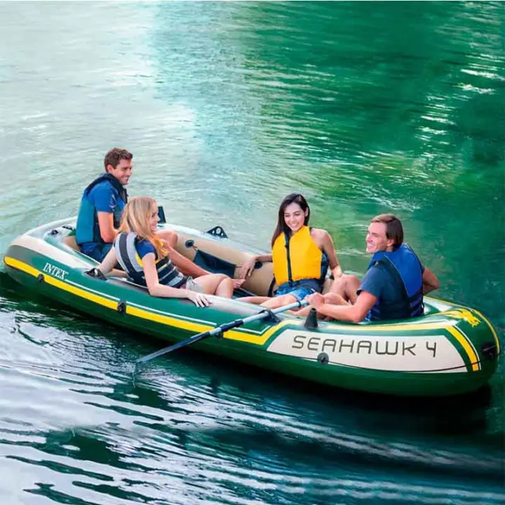 Barca hinchable Seahawk 4 Intex 4 usuarios con remos verde 48x145x351 cm - 1