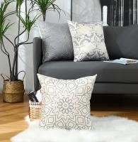 Funda de cojín 45x45cm Juego de 4 decoración de Lino Funda de cojín decorative Modern geométrica cuadrada para Sala de estar Almohada Sofá - details 3