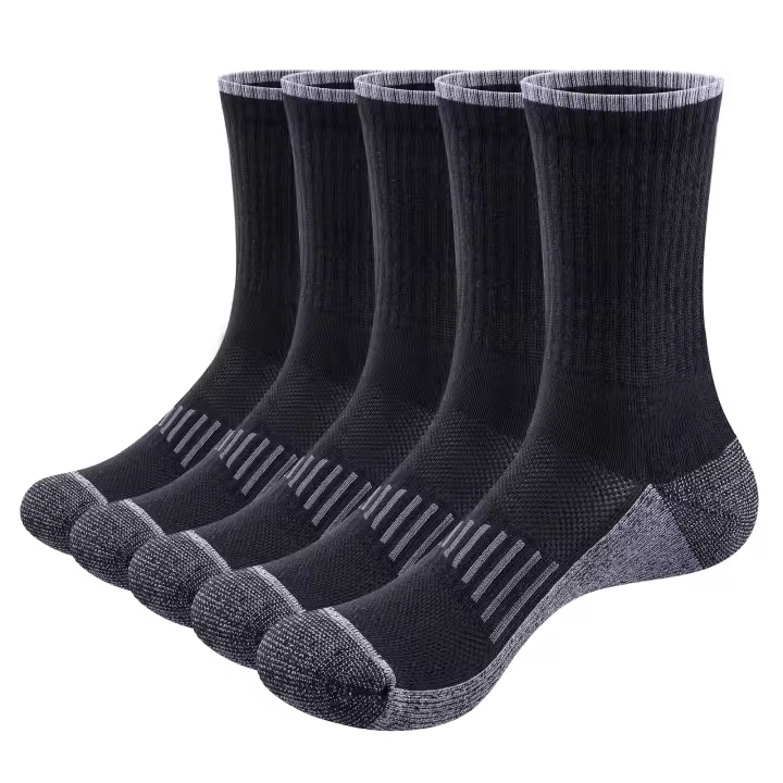 Calcetines De Deporte Para Hombre Algodón Amortiguado Media Caña 5 Pares Cómodos Y Transpirables Para Senderismo Tallas 37-46 - 1