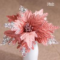 Flores Artificiales De Navidad Con Brillo Decoraciones Para Árbol De Navidad Y Casa Adornos DIY Para Fiesta De Año Nuevo Regalo - details 3