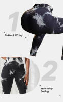Leggings De Yoga Para Mujer Cintura Alta Sin Costuras Tie Dye Scrunch Butt Lifting Talla Grande Elasticidad Tejido De Nylon Y SPANDEX - details 6