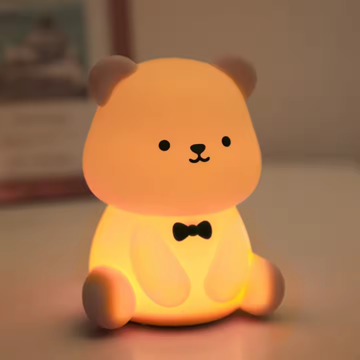 Lámpara Nocturna De Osito De Silicona Luz Caliente Blanca Colorida 3 Niveles Regulables Para Dormitorio Luz De Cama Para Dormir - 1