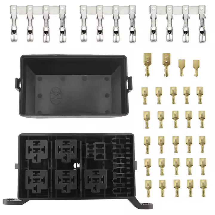Bloque De Fusibles 12V Con 6 Slots Y Caja De Relé Universal Para Automóvil RV Kit De Cableado Con Relé De 4 Pines 12V 40A - 1
