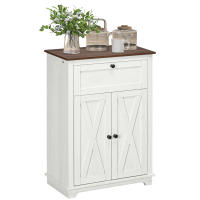 HOMCOM Aparador para Salón Armario de Almacenamiento con Puertas Dobles Cajón y Estante Ajustable para Cocina Dormitorio 60x30x87,4 cm Blanco - details 0