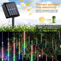 Luz De Lluvia De Meteoros Solar 30cm Con 8 Tubos Y 192 LEDs Luces De Hadas Impermeables Para Decoración De Navidad - details 17