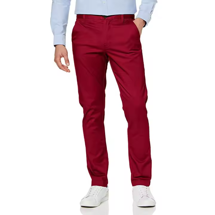 marca SC Original Pantalón chino Granate en algodón elástico de colores Regular Fit, Primavera, comodidad y estilo - 1