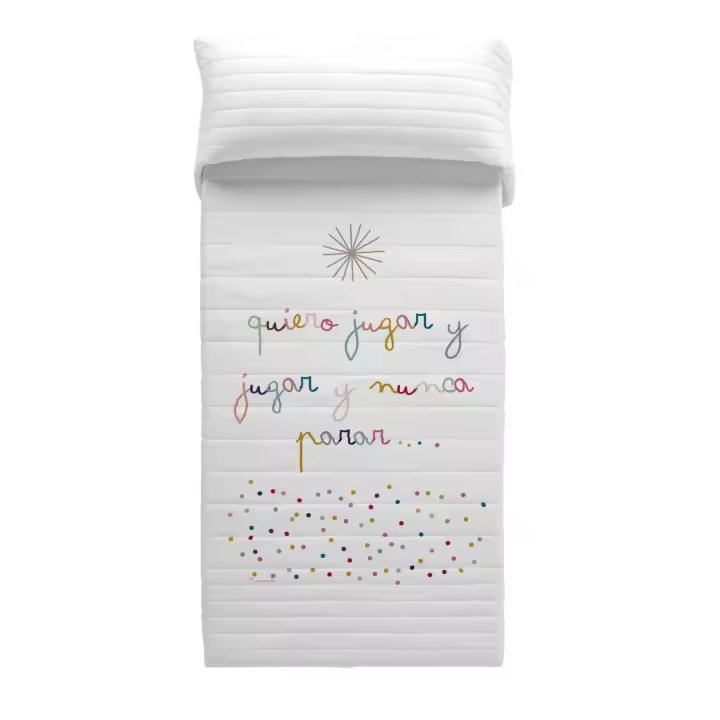 COLCHA BOUTI REVERSIBLE INFANTIL 100% ALGODÓN JUGAR HACIENDO EL INDIO FABRICADO EN ESPAÑA - 1