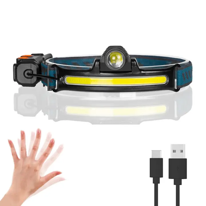 Linterna Frontal LED COB Recargable Por USB Con Batería Integrada Multifuncional 6 Modos Torcha Frontal Impermeable Para Camping Y Senderismo - 1