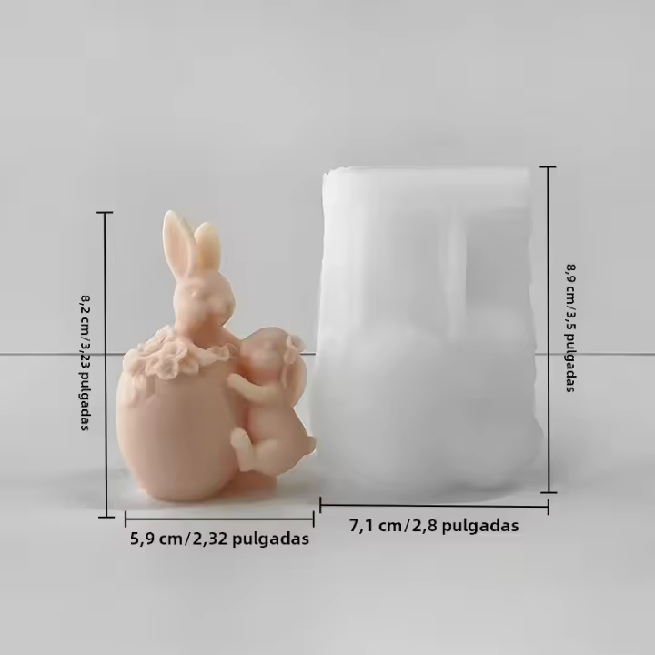 Molde De Hueso De Pascua Conejo De Silicona 3D Para Velas Resina Y Sabón Herramienta De Fabricación De Velas Regalo De Fiestas - 1