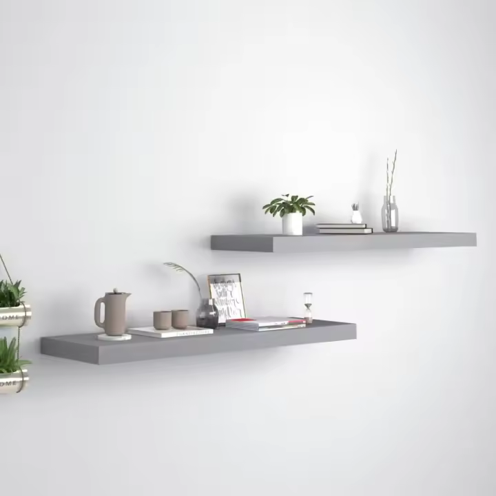 Estantes flotantes de pared 2 uds MDF gris 80x23,5x3,8 cm - 1
