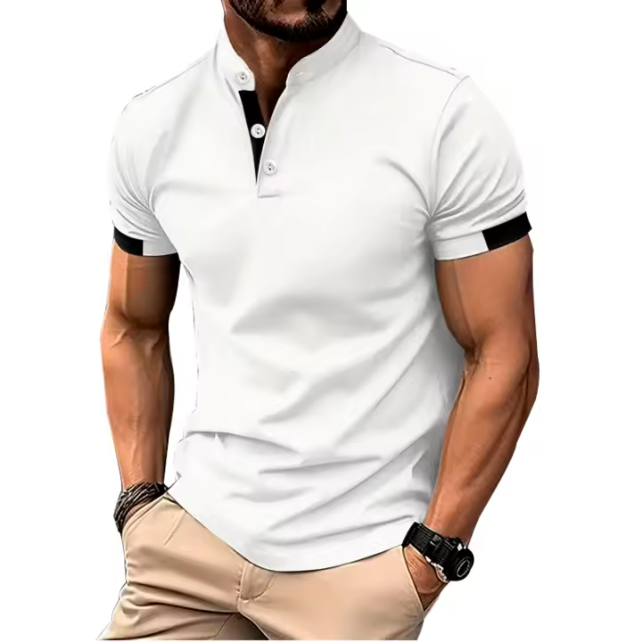 Camisa Polo Hombre Verano Manga Corta Cuello Erguido Color Sólido 100% Poliéster Secado Rápido Casual Golf Tops - 1