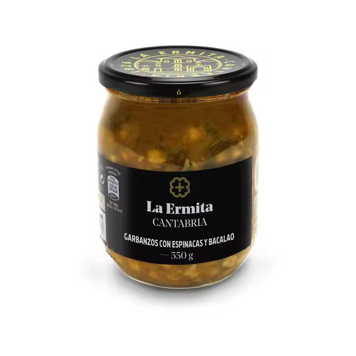 LA ERMITA Garbanzos con Espinacas y Bacalao – Receta Tradicional, Sin Gluten, 550 g - 1