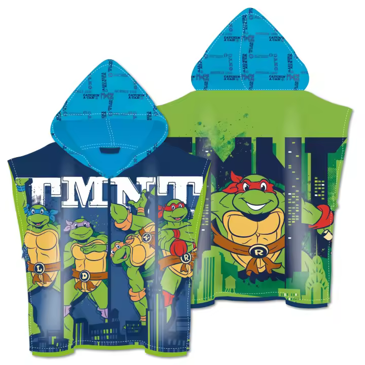 ARDITEX TN16116 Poncho de Microfibra con capucha de 55X55cm de NICKELODEON-Tortugas Ninja - 1
