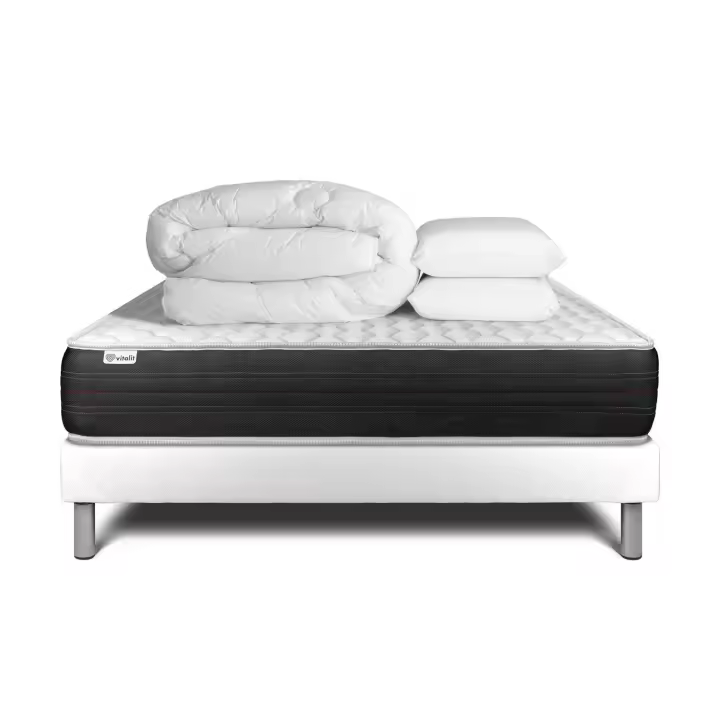 Pack cama completa - Colchón 160x200cm + Somier de láminas (en kit) + 2 almohadas + Edredón - Vitalspring - 1
