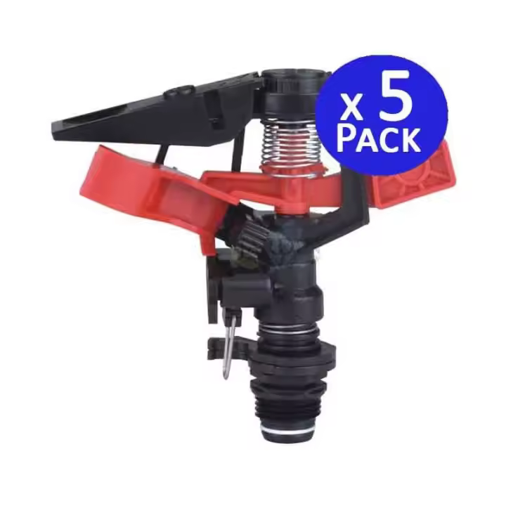 SUINGA Pack 5 Aspersor de Riego Agricola Regulable | Aspersor Circular y Sectorial 1/2'' | Aspersor de Césped impulso 8 a 13 m - 1